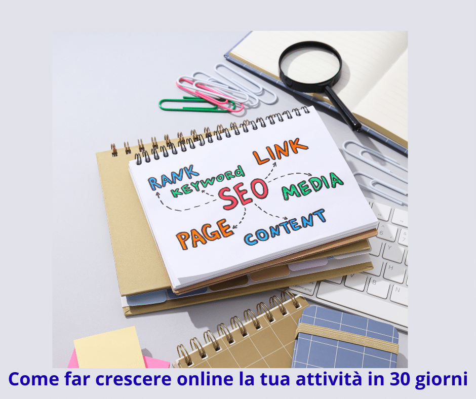 Come far crescere online la tua attività in 30 giorni 14 Come far crescere online la tua attività in 30 giorni. SEO Locale. Digital Marketing. Come far crescere online la tua attività locale in 30 giorni. Guida pratica divisa per giorni. Marketing per attività locali. Come aumentare le visualizzazioni.